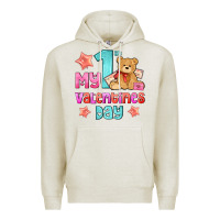 Oatmeal Heather my first valentines day Premium Hoodie - AdoDesignShop