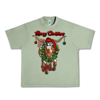 Oil Green merry christmas longhorn cow Urban Heavy Tee - RanaPortraitStore