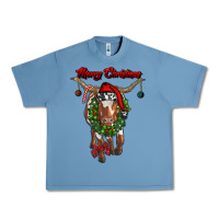 Pebble Blue merry christmas longhorn cow Urban Heavy Tee - RanaPortraitStore