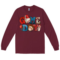 Burgundy game day baseball Long Sleeve Tee - AdoDesignShop