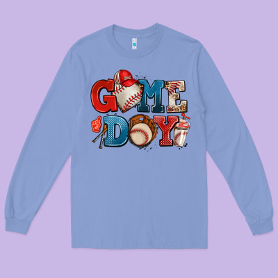 Game Day Baseball Long Sleeve Tee Designed By Adodesignshop