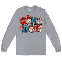 Heather Grey game day baseball Long Sleeve Tee - AdoDesignShop