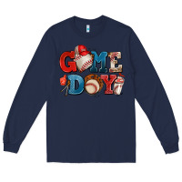 Navy game day baseball Long Sleeve Tee - AdoDesignShop