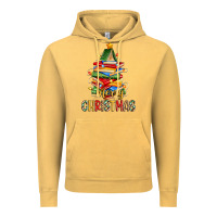 Vintage Mustard book christmas tree merry christmas Vintage Hoodie - Zillion Design Studio