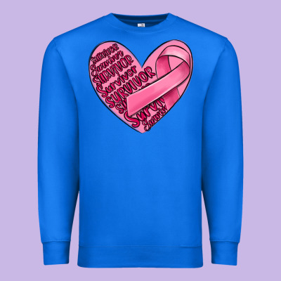 Heart Breast Cancer Premium Sweatshirt Designed By Maliassmallbusiness