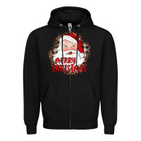 Black merry christmas santa Zipper Hoodie - JahusDesignShop