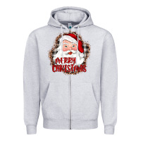 Heather Grey merry christmas santa Zipper Hoodie - JahusDesignShop