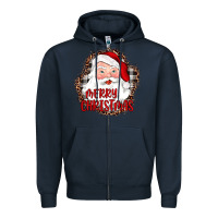 Navy merry christmas santa Zipper Hoodie - JahusDesignShop