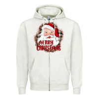 Oatmeal Heather merry christmas santa Zipper Hoodie - JahusDesignShop
