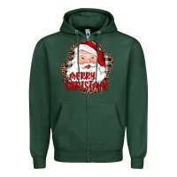 Sports Green merry christmas santa Zipper Hoodie - JahusDesignShop