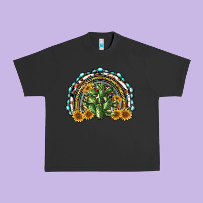 Western Rainbow With Cactus Urban Heavy Tee Designed By Ranaportraitstore