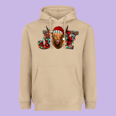 Joy Highland Cow Heavyweight Hoodie Designed By Jasminsmagicworld