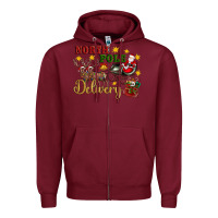 Burgundy North Pole Delivery Santa Sleigh Zipper Hoodie - Artiststas