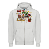 Dove Grey North Pole Delivery Santa Sleigh Zipper Hoodie - Artiststas