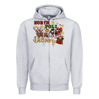 Heather Grey North Pole Delivery Santa Sleigh Zipper Hoodie - Artiststas