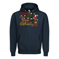 Navy North Pole Delivery Santa Sleigh Zipper Hoodie - Artiststas