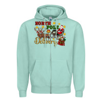 Seafoam North Pole Delivery Santa Sleigh Zipper Hoodie - Artiststas