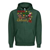 Sports Green North Pole Delivery Santa Sleigh Zipper Hoodie - Artiststas