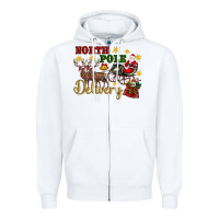 White North Pole Delivery Santa Sleigh Zipper Hoodie - Artiststas