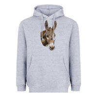 Heather Grey Andalusian Donkey Face Heavyweight Hoodie - LillyAllenDesigns
