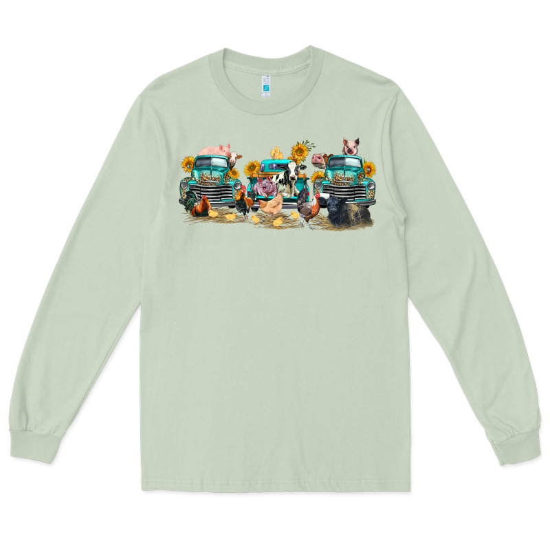 Western Farm Trucks Farm Animals Long Sleeve Tee by FaDigitalArtStudio | Teevron