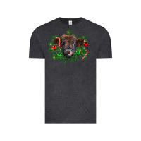 Vintage Black Christmas highland calf Vintage Tee - RanaPortraitStore