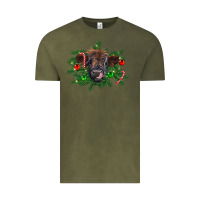 Vintage Olive Christmas highland calf Vintage Tee - RanaPortraitStore