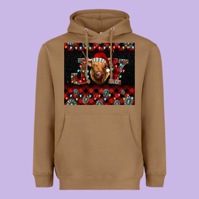 Highland Cow Joy Christmas Tumbler Heavyweight Hoodie Designed By Jasminsmagicworld
