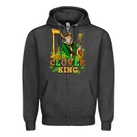 Charcoal Heather st patricks clover king  with shamrocks Zipper Hoodie - AdoDesignShop