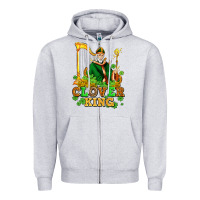 Heather Grey st patricks clover king  with shamrocks Zipper Hoodie - AdoDesignShop
