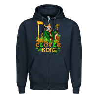 Navy st patricks clover king  with shamrocks Zipper Hoodie - AdoDesignShop
