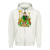 Oatmeal Heather st patricks clover king  with shamrocks Zipper Hoodie - AdoDesignShop