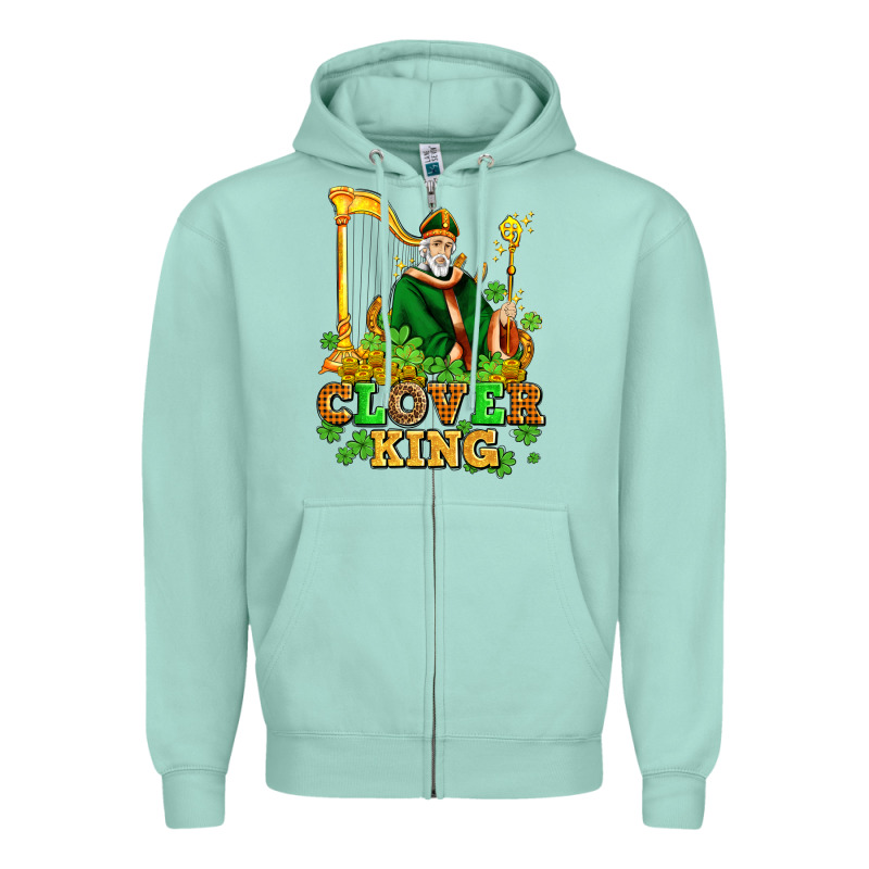 St Patricks Clover King  With Shamrocks Zipper Hoodie by AdoDesignShop | Teevron