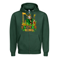 Sports Green st patricks clover king  with shamrocks Zipper Hoodie - AdoDesignShop