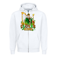 White st patricks clover king  with shamrocks Zipper Hoodie - AdoDesignShop