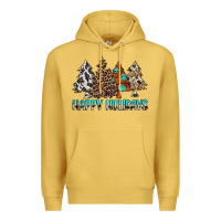 Antique Gold Happy Holidays Trees Premium Hoodie - MaliasSmallBusiness