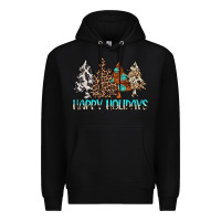 Black Happy Holidays Trees Premium Hoodie - MaliasSmallBusiness