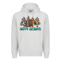 Dove Grey Happy Holidays Trees Premium Hoodie - MaliasSmallBusiness