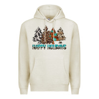 Oatmeal Heather Happy Holidays Trees Premium Hoodie - MaliasSmallBusiness