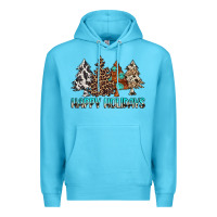 Ocean Blue Happy Holidays Trees Premium Hoodie - MaliasSmallBusiness