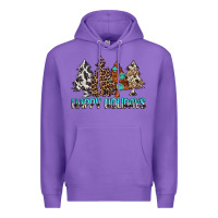 Purple Happy Holidays Trees Premium Hoodie - MaliasSmallBusiness