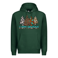 Sports Green Happy Holidays Trees Premium Hoodie - MaliasSmallBusiness