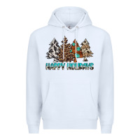 White Happy Holidays Trees Premium Hoodie - MaliasSmallBusiness