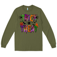 Army Green trick or treat Long Sleeve Tee - RacoonDesign