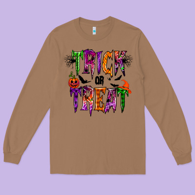 Trick Or Treat Long Sleeve Tee Designed By Racoondesign