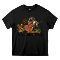Black Peace Love T Rex Heavy Core Tee - LillyAllenDesigns