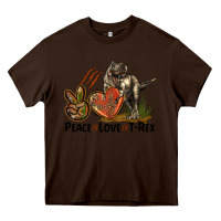 Chocolate Brown Peace Love T Rex Heavy Core Tee - LillyAllenDesigns
