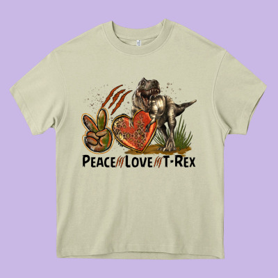 Peace Love T Rex Heavy Core Tee Designed By Lillyallendesigns