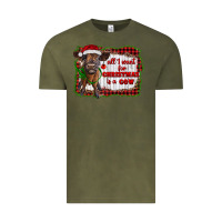 Vintage Olive all i want for christmas is a cow highland calf Vintage Tee - RanaPortraitStore