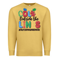 Antique Gold color outside the lines autism awareness Premium Sweatshirt - MaliasSmallBusiness